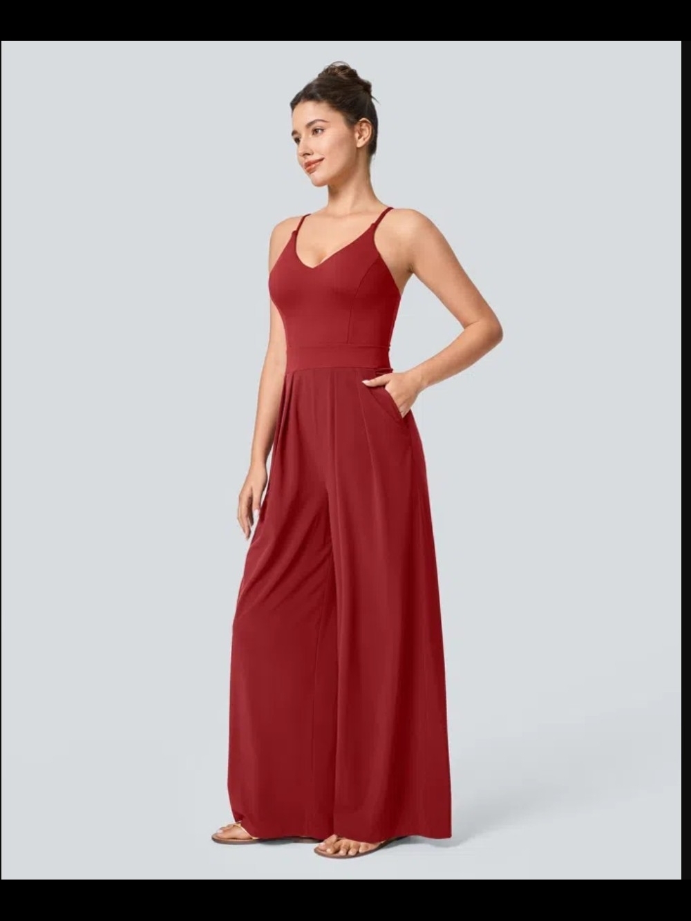 NWT Small Petite HALARA Crimson Wide-Leg Jumpsuit